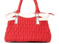 PVC Fashion Handbag with self print, double shoulder straps & trim in contrast color.