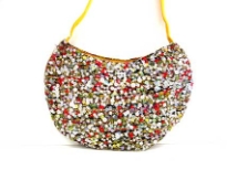 Hand Beaded Shoulder Bag. Snap Button Closing.