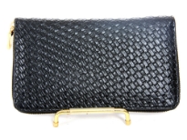 Knit Pattern Embossed PVC all round zipper wallet