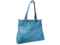 PVC Sewin Cut Out Double Handle Tote.Top zipper closing. Back zipper pocket.
