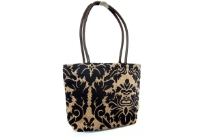 Tapestry Tote Bag. Top zipper closing.
