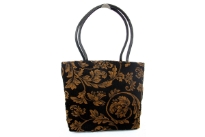 Tapestry Tote Bag. Top zipper closing.