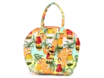 Printed canvas beach Bag. Top zipper closing. It has double handle and is water proof.