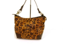Designer Inspired Tiger Print Shoulder Bag with single strap and a zipper closure. Made of faux leather.
