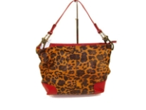 Designer Inspired Tiger Print Shoulder Bag with single strap and a zipper closure. Made of faux leather.