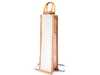 Wine Bottle Jute Gift Bag with wooden handle.