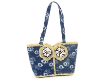 Denim & Straw Bag