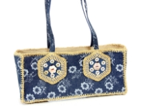 Denim & Straw Bag