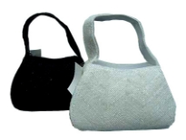 Hand beaded solid color evening bag. Top zipper closing with single handle.