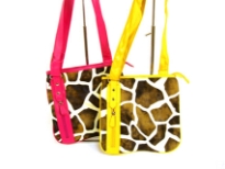 Designer Inspired Giraffe Print Crossbody Bag with zipper closure. Made of faux leather.