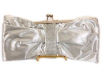 Rhinestones studded satin evening bag