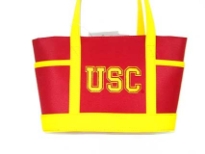 Nylon Collegiate Licensed Tote Bag. Has Snap for faster use is made from fabric has double handle.