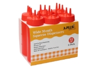 Squeeze Bottle 12 Oz. Triple Nozzle - Red Color