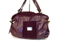 Designer Inspired PU & Suede combination Shoulder Bag with a zipper closure and a double handle.