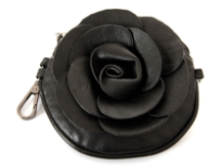 Faux leather Flower Clutch Bag with Metal shoulder strap.