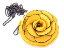 Faux leather Flower Clutch Bag with metal shoulder strap