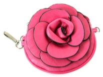 Faux leather Flower Clutch Bag with Metal Shoulder strap