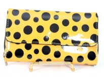 This is a perfect wallet for women. Zip around checkbook wallet with 2 sections. 1st section (snap lock) has 10 credit card slots, 1 ID slot and 1 checkbook slot. 2nd section (zippered) has 2 compartments separated by a zippered slot (for coins/change). 