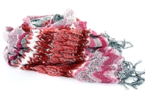 This vibrant knit scarf in 100% acrylic in fuchsia & white combination can light up any mood in harsh winter season. This trendy cold weather accessory has a soft sweater knit design with a bit of stretch for lots of tying methods. Imported.
