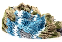 This super soft knit scarf in 100% acrylic in olive & blue combination can be matched with any outfit in harsh winter season. This trendy cold weather accessory has a soft sweater knit design with a bit of stretch for lots of tying methods. Imported. 