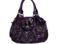 Triple flower applique animal print fashion Handbag with zipper closure & flap closure over it also.  