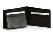 Carry your money in style. This is a genuine leather bi-fold men wallet with removable flap. Wallet has 6 credit card slot. Flap has additional 2 credit card slots and 2 ID Windows. This wallet is double bill, bi-fold design. As this is genuine leather, please be aware that there will be some small creases and nicks in the leather but the wallet are all brand new.