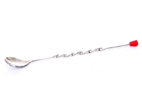 Stainless Steel Bar Spoon with Red Cap.