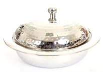 Stainless Steel Curry Dish with Dome Shaped Lid - Hammered by hand  