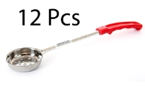 Stainless Steel 2 Oz. Food Portioner, Perforated, Red.Thickness: 0.9 mm Weight: 82 gms Length: 13 inches