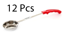 Stainless Steel 2 Oz. Foot Portioner, Plain, Red. Thickness: 0.9 mm Weight: 82 gms Length: 13 inches