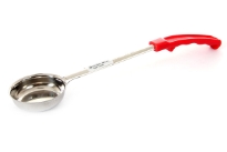 Stainless Steel 2 Oz. Foot Portioner, Plain, Red.Thickness: 0.9 mm Weight: 82 gms Length: 13 inches