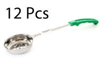 Stainless Steel 4 Oz. Food Portioner, Perforated, Green. Thickness: 0.9 mm Weight: 102 gms. Length: 13 inches