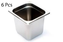 Stainless Steel 1/6 x 6" x 25 Gauge Food Pan NSF.