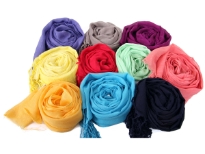 100% yarn dyed viscose scarf. Assorted Solid colors.
