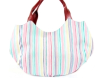 Stripe Print Fabric Handbag<br> Made in USA