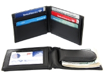 Carry your money in style. This is a made made leather magnetic money clip, 6 credit card, and 1 ID holder. As this is genuine leather, please be aware that there will be some small creases and nicks in the leather but the wallet are all brand new. 