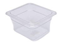 Clear Polycarbonate 1/6 size 4 inches deep food pan. NSF