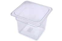 Clear Polycarbonate 1/6 size 6 inches deep food pan. NSF