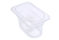 Clear Polycarbonate 1/9 size 4 inches deep food pan. NSF