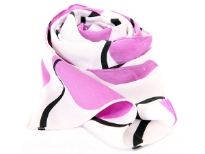Pink Circles & Black Rings brighten this shiny polyester scarf which can be used as a stole or around the neck. Hand wash & Imported from India. 100% Polyester. 