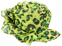 Cheetah Print in Black & Green over this  Lime Green Colored 100% Polyester Scarf. This scarf is pretty big in size so it can be used in multiple ways - as a shawl, stole, snood or headgear. Imported. Hand wash. 100% Polyester.