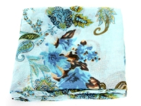 Paisley Print in multi colors styles this sumptuous turquoise colored scarf woven from soft polyester. This scarf can enliven any kind of outfit its matched with. 100% polyester. Imported. Hand wash.