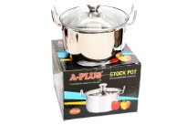 5-Quart Stainless Steel Cooking Stock Pot with Glass Lid. The bottom is encapsulated for high thermal conductivity to ensure even cooking.