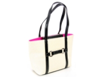 Nylon double shoulder strapped straw bag.