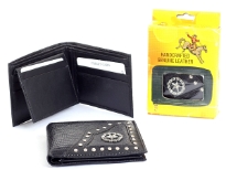 Embossed outer shell genuine leather bi-fold western style men wallet