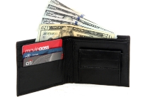 Carry your money in style. This is a genuine leather double bill bifold mens wallet with 3 credit card slots, 2 slip pockets and 1 coin pocket with snap lock. As this is genuine leather, please be aware that there will be some small creases and nicks in the leather but the wallet are all brand new. [Money/Credit cards are not included. Only Wallet is for sale.]