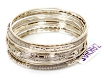 Metal Bangles Size 2/10, (9 PCS set)Silver/Mat Silver, (12 Sets in Box)