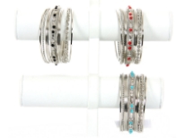 Metal Bangles ( 9 pieces set)Colors - Black, Red, Turquoise