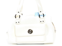 Faux Leather Double Handle Fashion Handbag with  Top zipper closing.