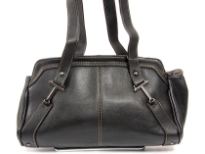 Faux Leather Double Handle Handbag with Top zipper closing..